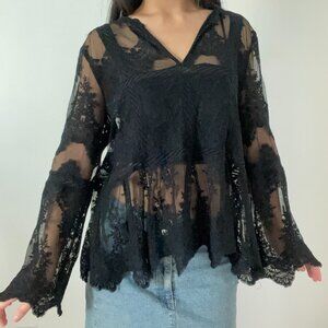 Rapsodia Boho Lace Whimsigoth Layering Blouse Top Coverup